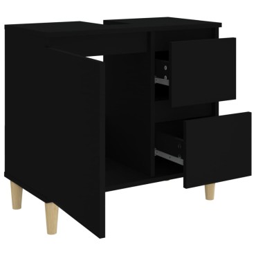 vidaXL Ντουλάπι Μπάνιου Μαύρο 65x33x60cm Επεξεργασμένο Ξύλο 1 τεμ.
