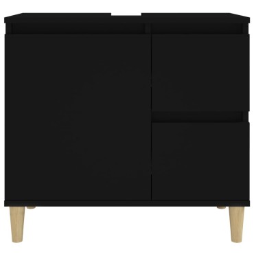 vidaXL Ντουλάπι Μπάνιου Μαύρο 65x33x60cm Επεξεργασμένο Ξύλο 1 τεμ.