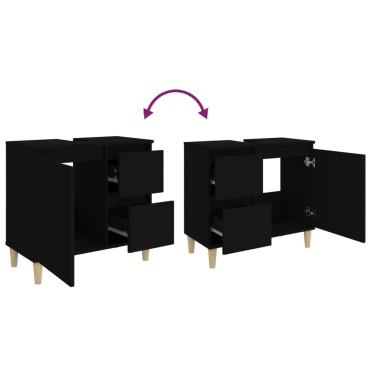 vidaXL Ντουλάπι Μπάνιου Μαύρο 65x33x60cm Επεξεργασμένο Ξύλο 1 τεμ.