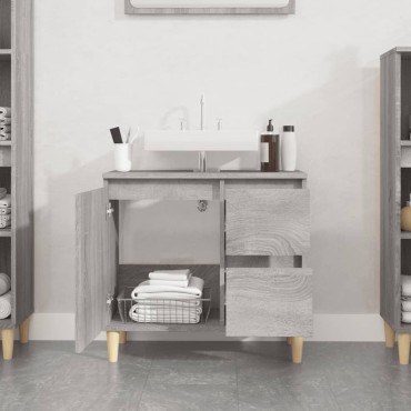 vidaXL Ντουλάπι Μπάνιου Γκρι Sonoma 65x33x60cm Επεξεργασμένο Ξύλο 1 τεμ.