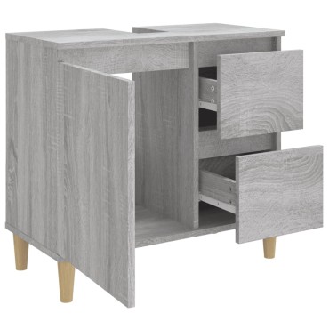 vidaXL Ντουλάπι Μπάνιου Γκρι Sonoma 65x33x60cm Επεξεργασμένο Ξύλο 1 τεμ.