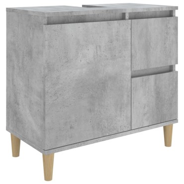 vidaXL Ντουλάπι Μπάνιου Γκρι Σκυροδέματος 65x33x60cm Επεξ. Ξύλο 1 τεμ.