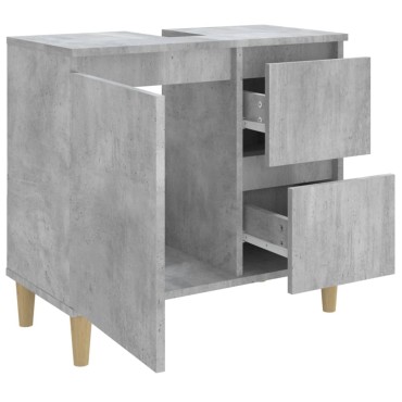 vidaXL Ντουλάπι Μπάνιου Γκρι Σκυροδέματος 65x33x60cm Επεξ. Ξύλο 1 τεμ.