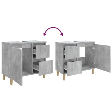 vidaXL Ντουλάπι Μπάνιου Γκρι Σκυροδέματος 65x33x60cm Επεξ. Ξύλο 1 τεμ.