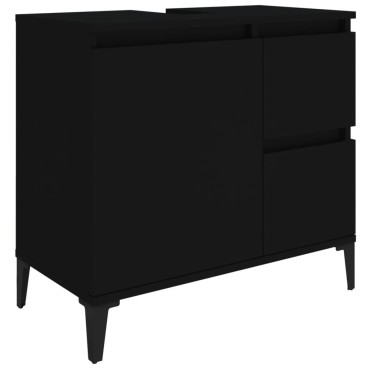 vidaXL Ντουλάπι Μπάνιου Μαύρο 65x33x60cm Επεξεργασμένο Ξύλο 1 τεμ.