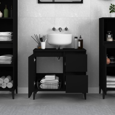 vidaXL Ντουλάπι Μπάνιου Μαύρο 65x33x60cm Επεξεργασμένο Ξύλο 1 τεμ.