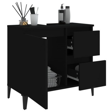 vidaXL Ντουλάπι Μπάνιου Μαύρο 65x33x60cm Επεξεργασμένο Ξύλο 1 τεμ.