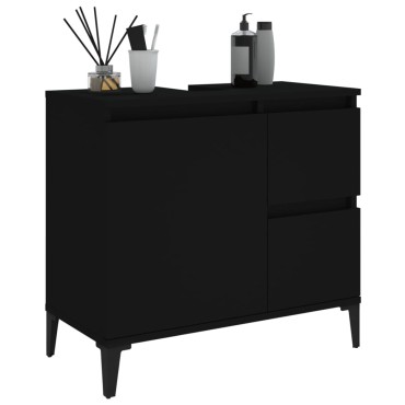 vidaXL Ντουλάπι Μπάνιου Μαύρο 65x33x60cm Επεξεργασμένο Ξύλο 1 τεμ.