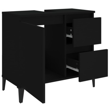 vidaXL Ντουλάπι Μπάνιου Μαύρο 65x33x60cm Επεξεργασμένο Ξύλο 1 τεμ.