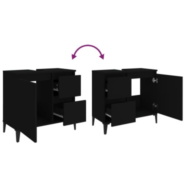 vidaXL Ντουλάπι Μπάνιου Μαύρο 65x33x60cm Επεξεργασμένο Ξύλο 1 τεμ.