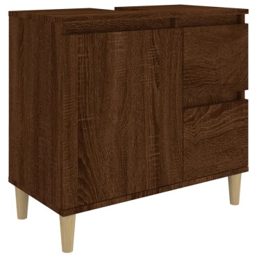 vidaXL Ντουλάπι Μπάνιου Καφέ Δρυς 65x33x60cm Επεξεργασμένο Ξύλο 1 τεμ.