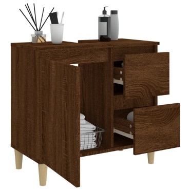 vidaXL Ντουλάπι Μπάνιου Καφέ Δρυς 65x33x60cm Επεξεργασμένο Ξύλο 1 τεμ.