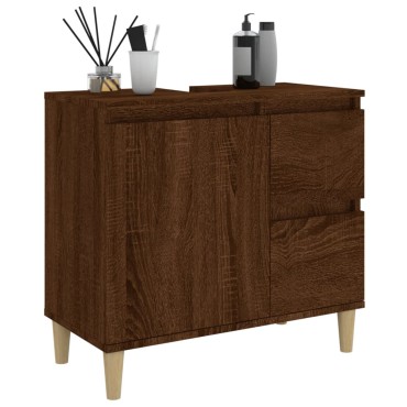 vidaXL Ντουλάπι Μπάνιου Καφέ Δρυς 65x33x60cm Επεξεργασμένο Ξύλο 1 τεμ.