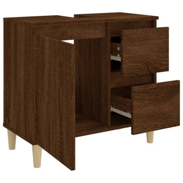 vidaXL Ντουλάπι Μπάνιου Καφέ Δρυς 65x33x60cm Επεξεργασμένο Ξύλο 1 τεμ.