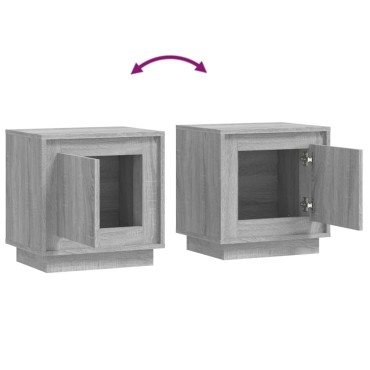 vidaXL Κομοδίνα 2 τεμ. Γκρι Sonoma 44x35x45cm από Επεξεργασμένο Ξύλο
