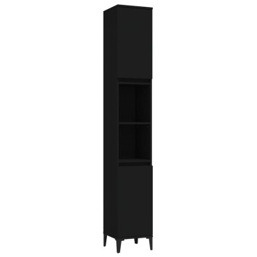 vidaXL Ντουλάπι Μπάνιου Μαύρο 30x30x190cm Επεξεργασμένο Ξύλο 1 τεμ.