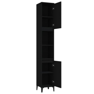 vidaXL Ντουλάπι Μπάνιου Μαύρο 30x30x190cm Επεξεργασμένο Ξύλο 1 τεμ.