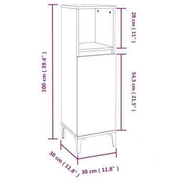 vidaXL Ντουλάπι Μπάνιου Καφέ Δρυς 30x30x100cm Επεξεργασμένο Ξύλο 1 τεμ.