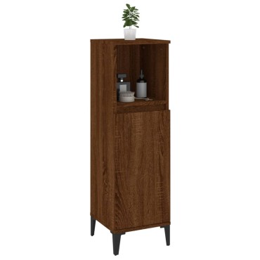 vidaXL Ντουλάπι Μπάνιου Καφέ Δρυς 30x30x100cm Επεξεργασμένο Ξύλο 1 τεμ.