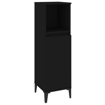 vidaXL Ντουλάπι Μπάνιου Μαύρο 30x30x100cm Επεξεργασμένο Ξύλο 1 τεμ.