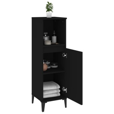 vidaXL Ντουλάπι Μπάνιου Μαύρο 30x30x100cm Επεξεργασμένο Ξύλο 1 τεμ.