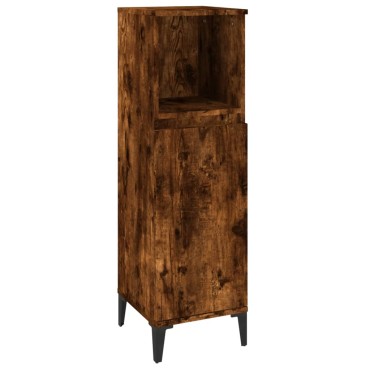 vidaXL Ντουλάπι Μπάνιου Καπνιστή Δρυς 30x30x100cm Επεξεργασμένο Ξύλο 1 τεμ.