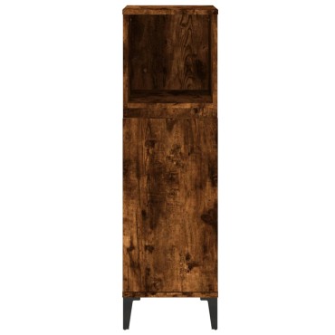 vidaXL Ντουλάπι Μπάνιου Καπνιστή Δρυς 30x30x100cm Επεξεργασμένο Ξύλο 1 τεμ.