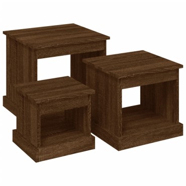 vidaXL Τραπεζάκια Σαλονιού 3 τεμ. Brown Oak Επεξ. Ξύλο 48x45x45cm