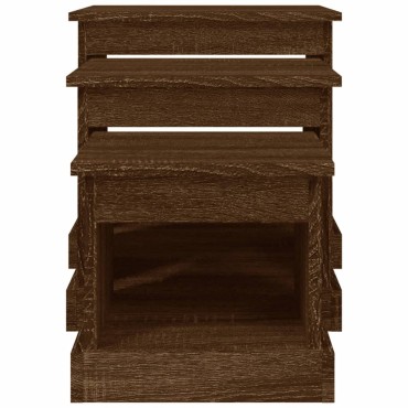 vidaXL Τραπεζάκια Σαλονιού 3 τεμ. Brown Oak Επεξ. Ξύλο 48x45x45cm