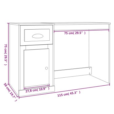 vidaXL Γραφείο με Συρτάρι Καφέ δρυς 115x50x75cm Επεξεργασμένο Ξύλο 1 τεμ.