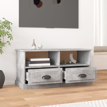 vidaXL Έπιπλο Τηλεόρασης Γκρι Σκυροδέματος 93x35,5x45cm Επεξ. Ξύλο