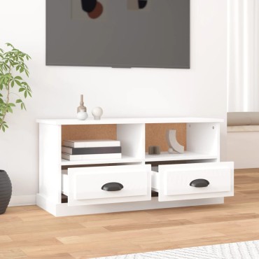vidaXL Έπιπλο Τηλεόρασης Γυαλ. Λευκό 93x35,5x45cm Επεξεργασμένο Ξύλο