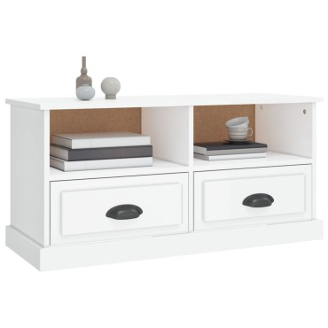 vidaXL Έπιπλο Τηλεόρασης Γυαλ. Λευκό 93x35,5x45cm Επεξεργασμένο Ξύλο