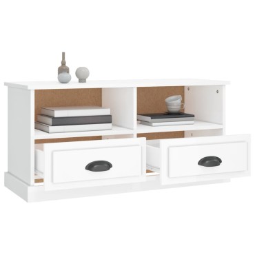 vidaXL Έπιπλο Τηλεόρασης Γυαλ. Λευκό 93x35,5x45cm Επεξεργασμένο Ξύλο
