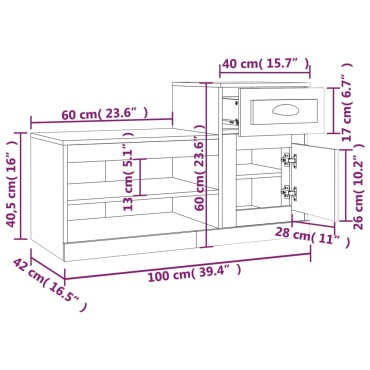 vidaXL Παπουτσοθήκη Καπνιστή Δρυς 100x42x60cm από Επεξεργασμένο Ξύλο