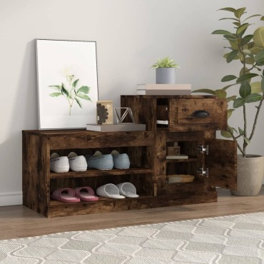 vidaXL Παπουτσοθήκη Καπνιστή Δρυς 100x42x60cm από Επεξεργασμένο Ξύλο