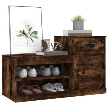 vidaXL Παπουτσοθήκη Καπνιστή Δρυς 100x42x60cm από Επεξεργασμένο Ξύλο