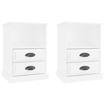 vidaXL Κομοδίνα 2 τεμ. Γυαλιστερό Λευκό 43x36x60cm