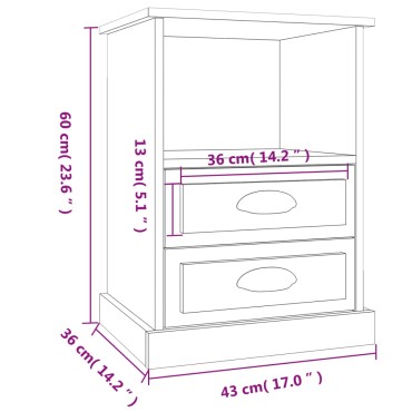 vidaXL Κομοδίνα 2 τεμ. Γυαλιστερό Λευκό 43x36x60cm