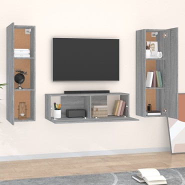 vidaXL Σετ Επίπλων Τηλεόρασης 3 τεμ. Γκρι Sonoma Επεξεργασμένο Ξύλο