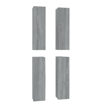 vidaXL Έπιπλα Τηλεόρασης 4 τεμ. Γκρι Sonoma 30,5x30x110cm Επεξ. Ξύλο
