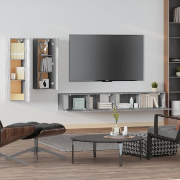 vidaXL Σετ Επίπλων Τηλεόρασης 4 τεμ. Γκρι Sonoma Επεξεργασμένο Ξύλο