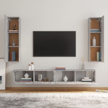 vidaXL Σετ Επίπλων Τηλεόρασης 4 τεμ. Γκρι Sonoma Επεξεργασμένο Ξύλο