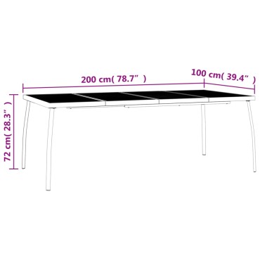 vidaXL Τραπέζι Κήπου Ανθρακί με Πλέγμα 200x100x72cm Ατσάλινο 1 τεμ.