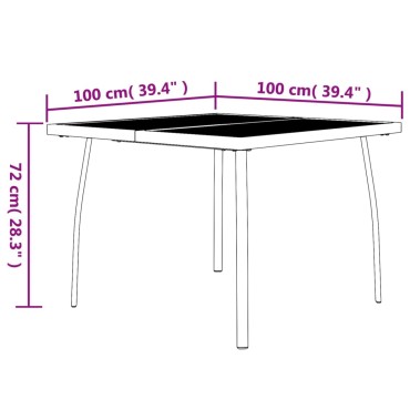 vidaXL Τραπέζι Κήπου Ανθρακί με Πλέγμα 100x100x72cm Ατσάλινο 1 τεμ.