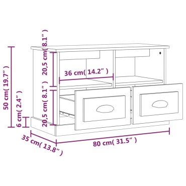 vidaXL Έπιπλο Τηλεόρασης Μαύρο 80x35x50cm Επεξ. Επεξεργασμένο Ξύλο