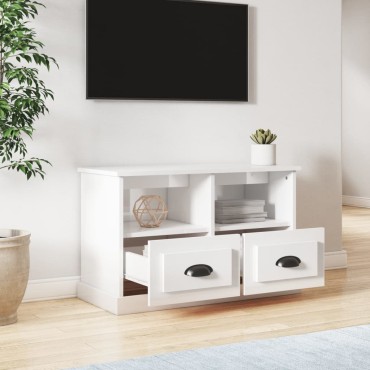 vidaXL Έπιπλο Τηλεόρασης Γυαλ. Λευκό 80x35x50cm Επεξεργασμένο Ξύλο