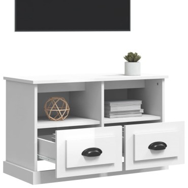 vidaXL Έπιπλο Τηλεόρασης Γυαλ. Λευκό 80x35x50cm Επεξεργασμένο Ξύλο