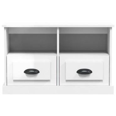 vidaXL Έπιπλο Τηλεόρασης Γυαλ. Λευκό 80x35x50cm Επεξεργασμένο Ξύλο