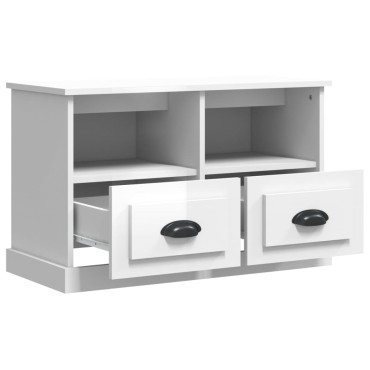vidaXL Έπιπλο Τηλεόρασης Γυαλ. Λευκό 80x35x50cm Επεξεργασμένο Ξύλο